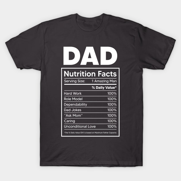 DAD  NUTRITIION FACTS T-Shirt by Jackies FEC Store